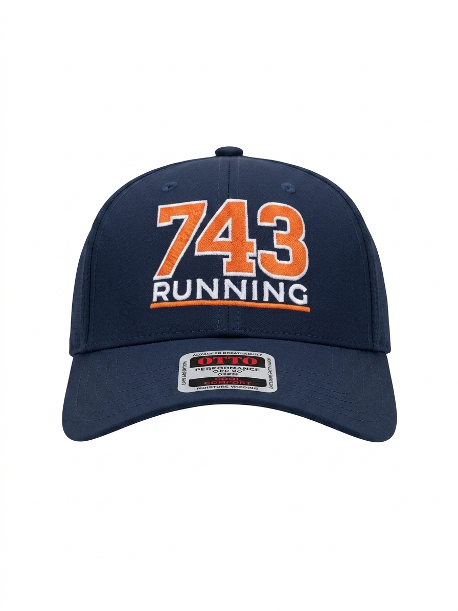 EMBROIDERED 743 RUNNING (ORANGE LOGO WHITE TRIM)