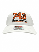Embroidered 743 Running Cap - Orange Logo, Black Trim