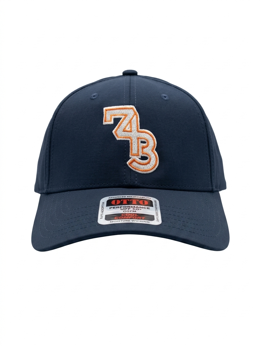 EMBROIDERED 743 CAP (WHITE LOGO ORANGE TRIM)