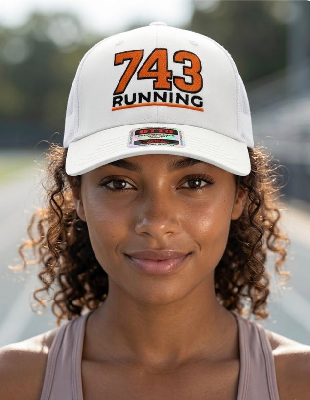 EMBROIDERED 743 RUNNNG (ORANGE LOGO BLACK TRIM)
