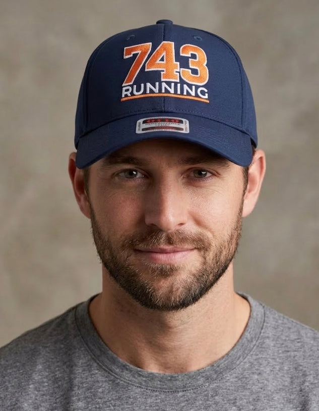 EMBROIDERED 743 RUNNING (ORANGE LOGO WHITE TRIM)
