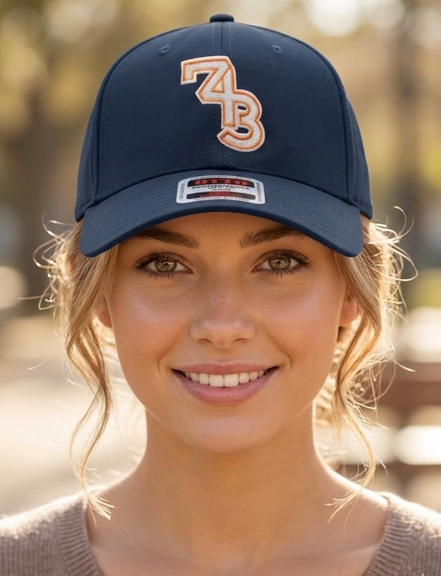 EMBROIDERED 743 CAP (WHITE LOGO ORANGE TRIM)