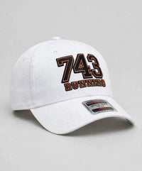 Embroidered 743 Running Cap - Black Logo, Orange Trim