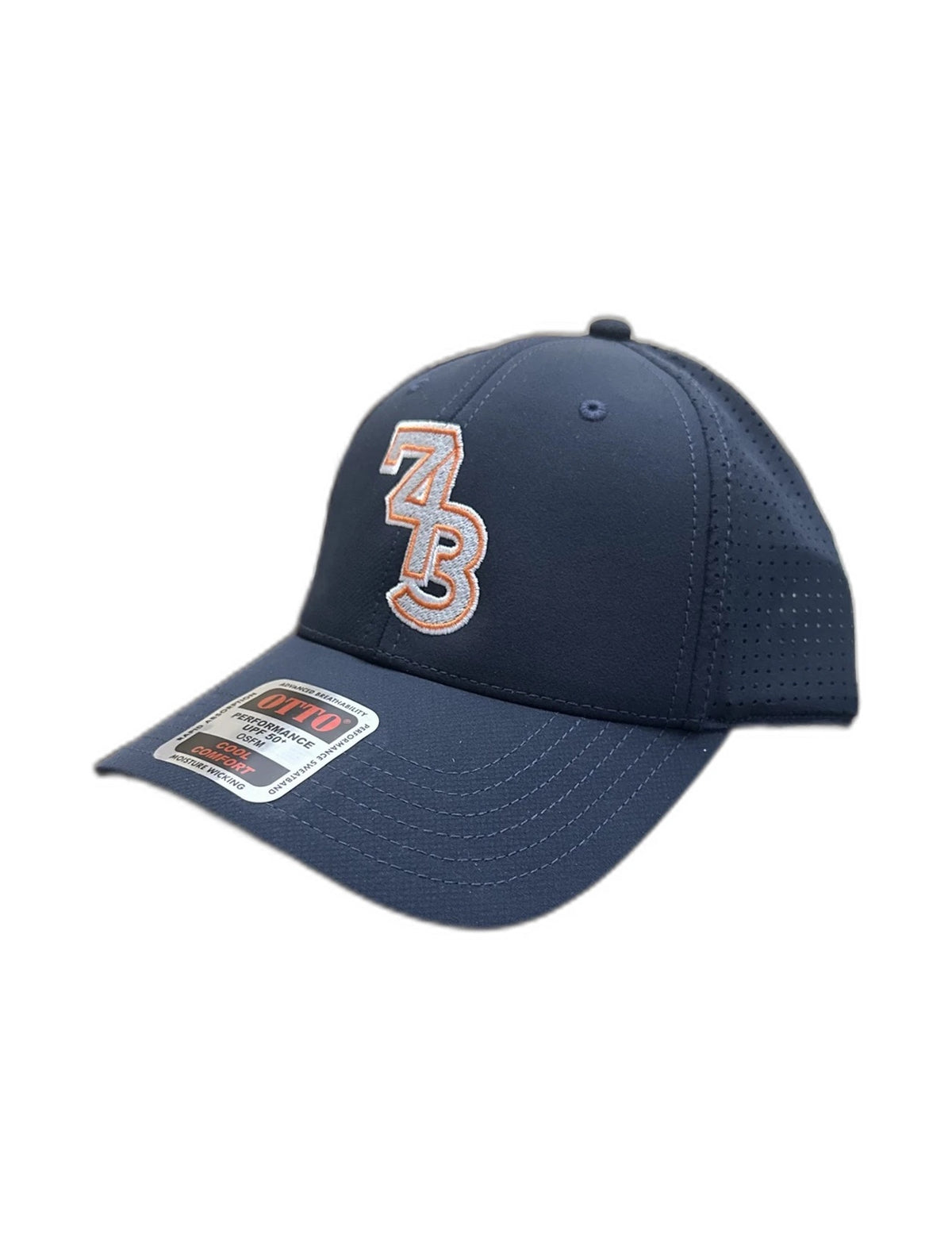 Embroidered 743 Cap - White Logo, Orange Trim