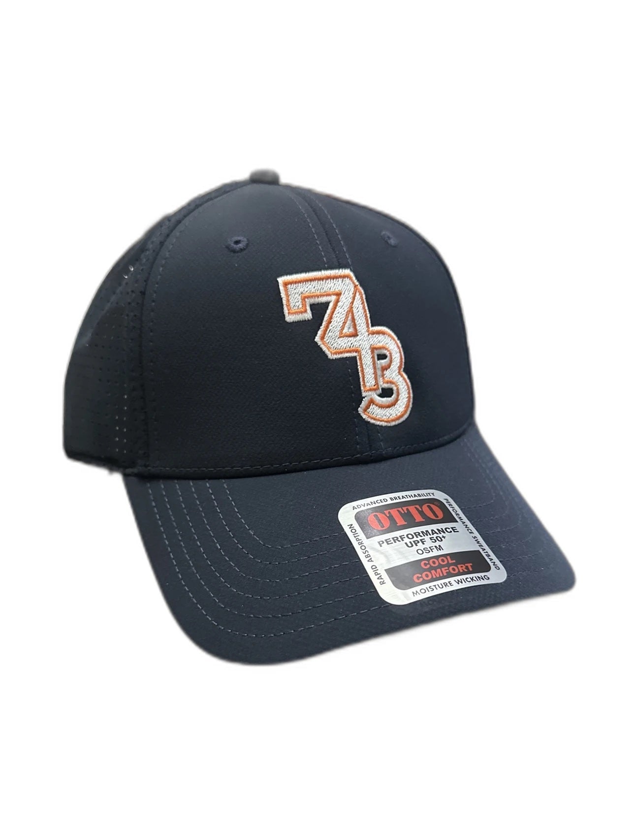Embroidered 743 Cap - White Logo, Orange Trim