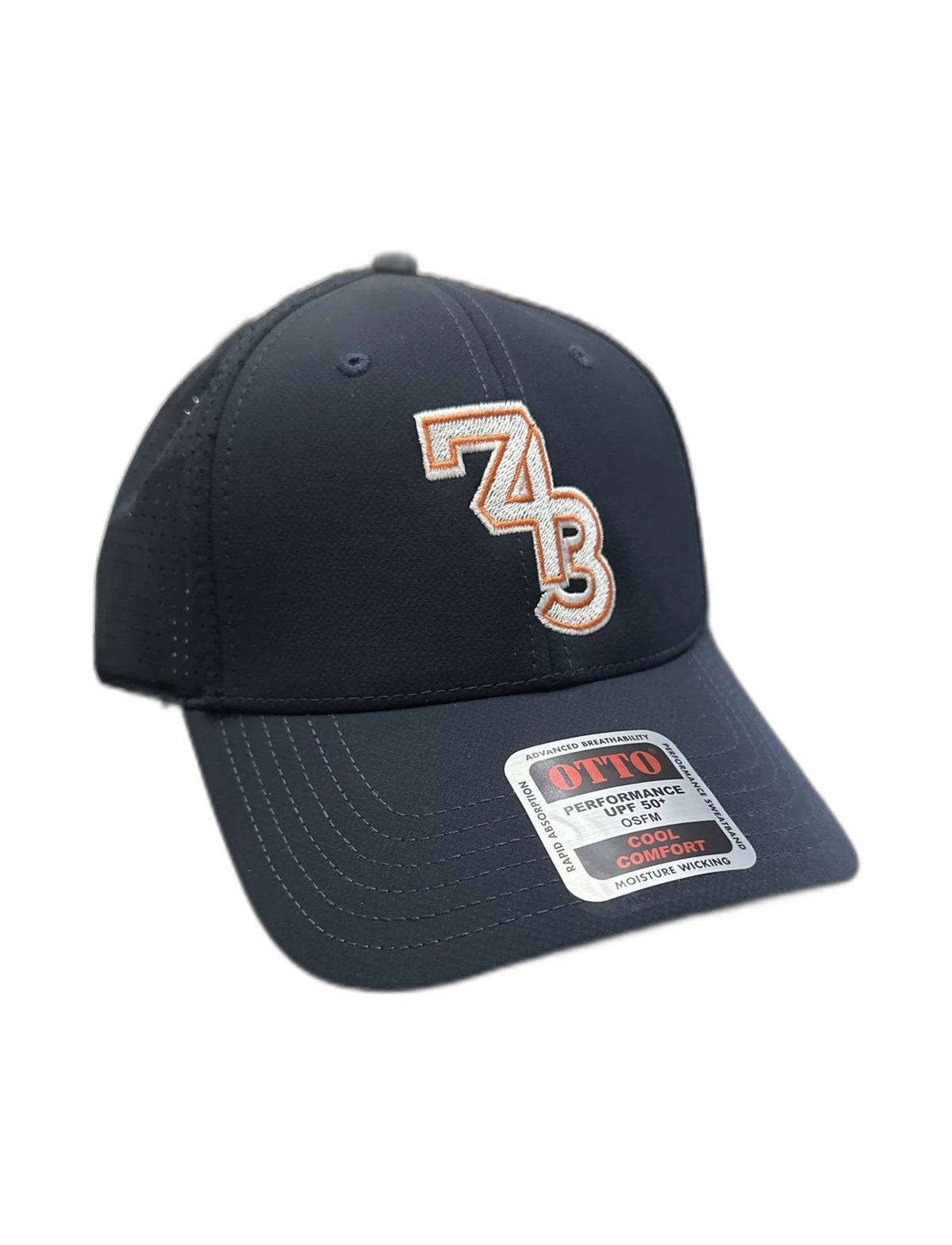Embroidered 743 Cap - White Logo, Orange Trim
