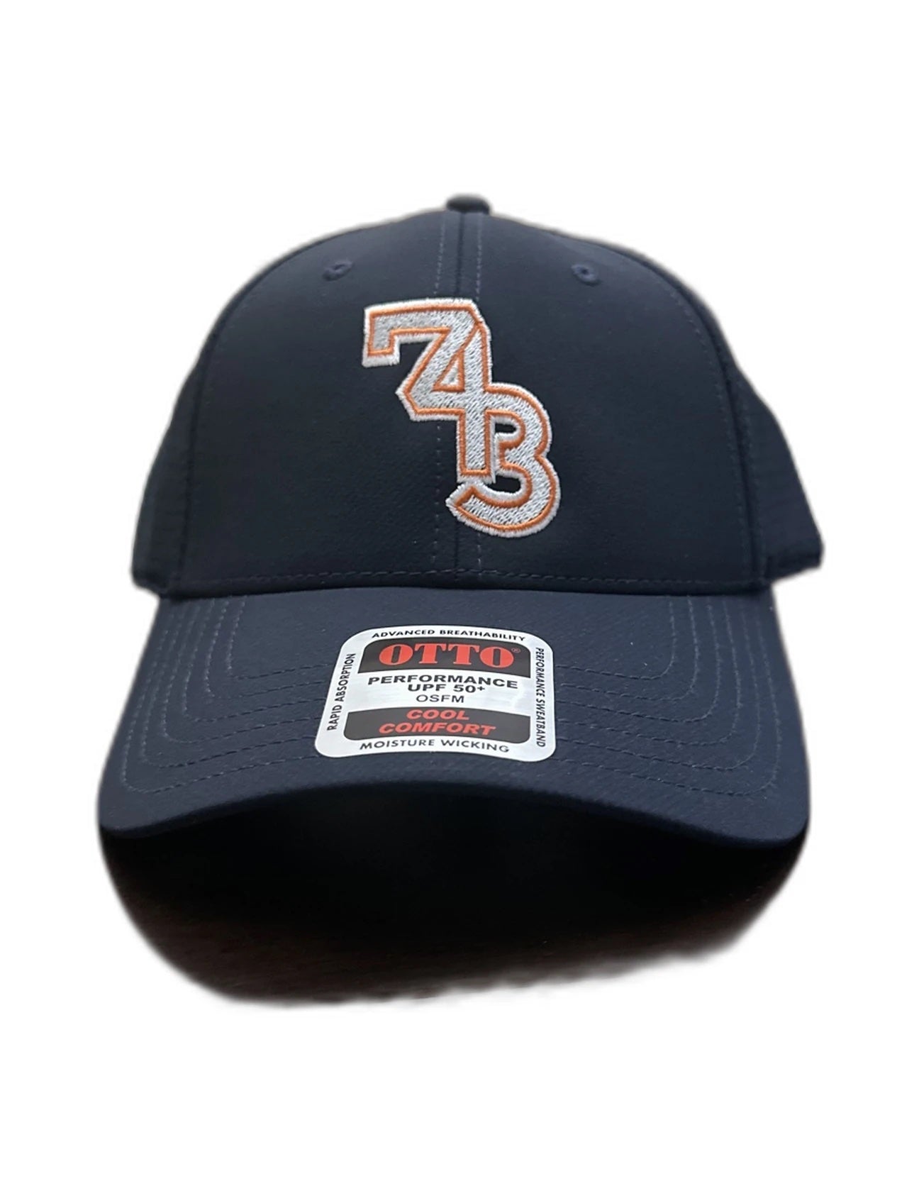 Embroidered 743 Cap - White Logo, Orange Trim