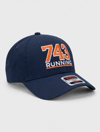 Embroidered 743 Running Cap -  Orange Logo, White Trim